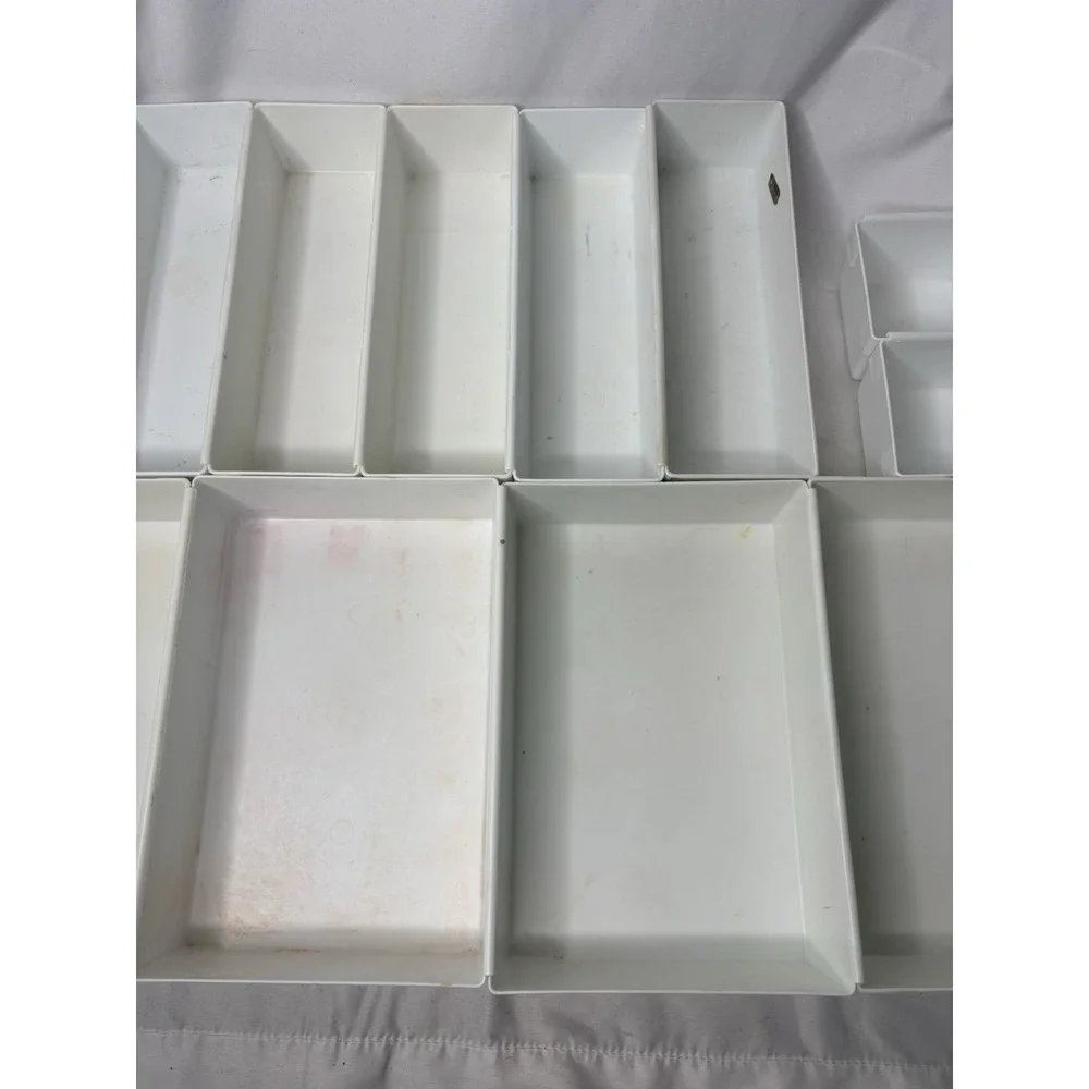 Vtg Rubbermaid Drawer Organizers Lot Of 11 White Interlocking 2910 2915 2916